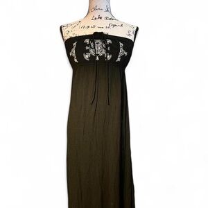 As U Wish Black Maxi Dress with White Embroidery